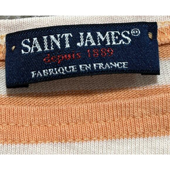 Saint James Shirt Women’s Breton Peach Cream Stripe 3/4 Sleeve - Picture 4 of 8
